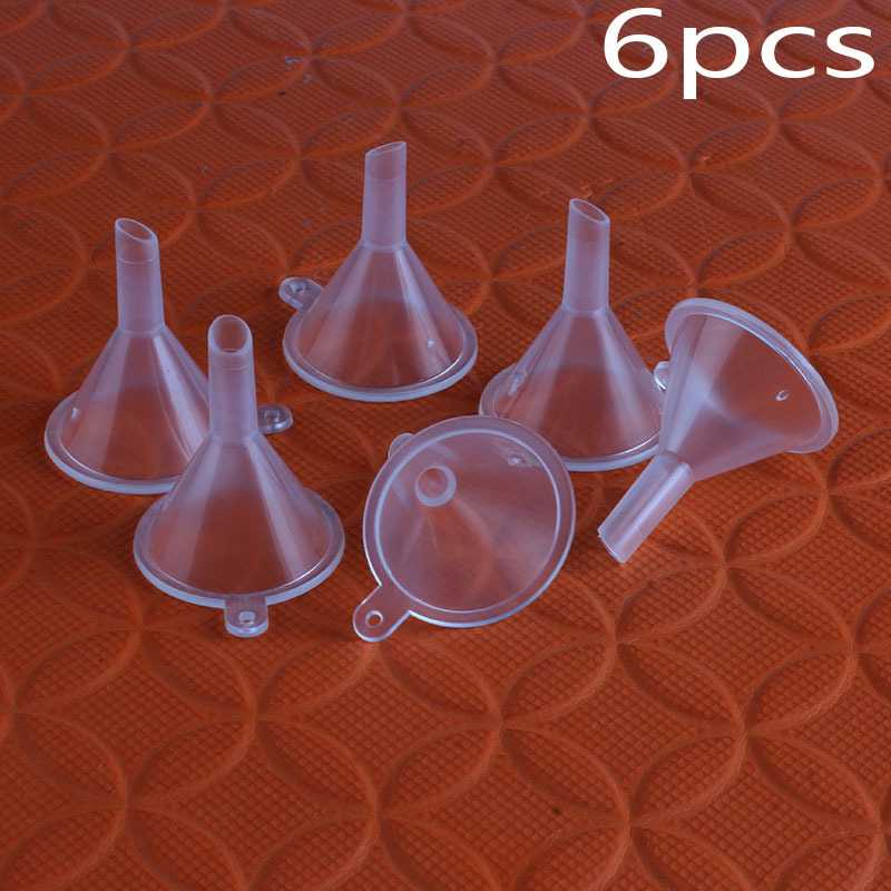 6pcs Mini Plastic Funnels, For Bottling, Small Filling Funnels, For Cosmetics Dispensing And Laboratory Use