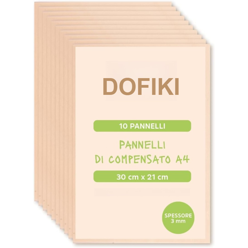 Image of Dofiki 10pcs Basswood Plywood A4 Size, 3 Mm Thickness, Natural Wood Sheets For Laser And Cnc Cutting, Smooth Sheets For Engraving, Crafts, And Projects