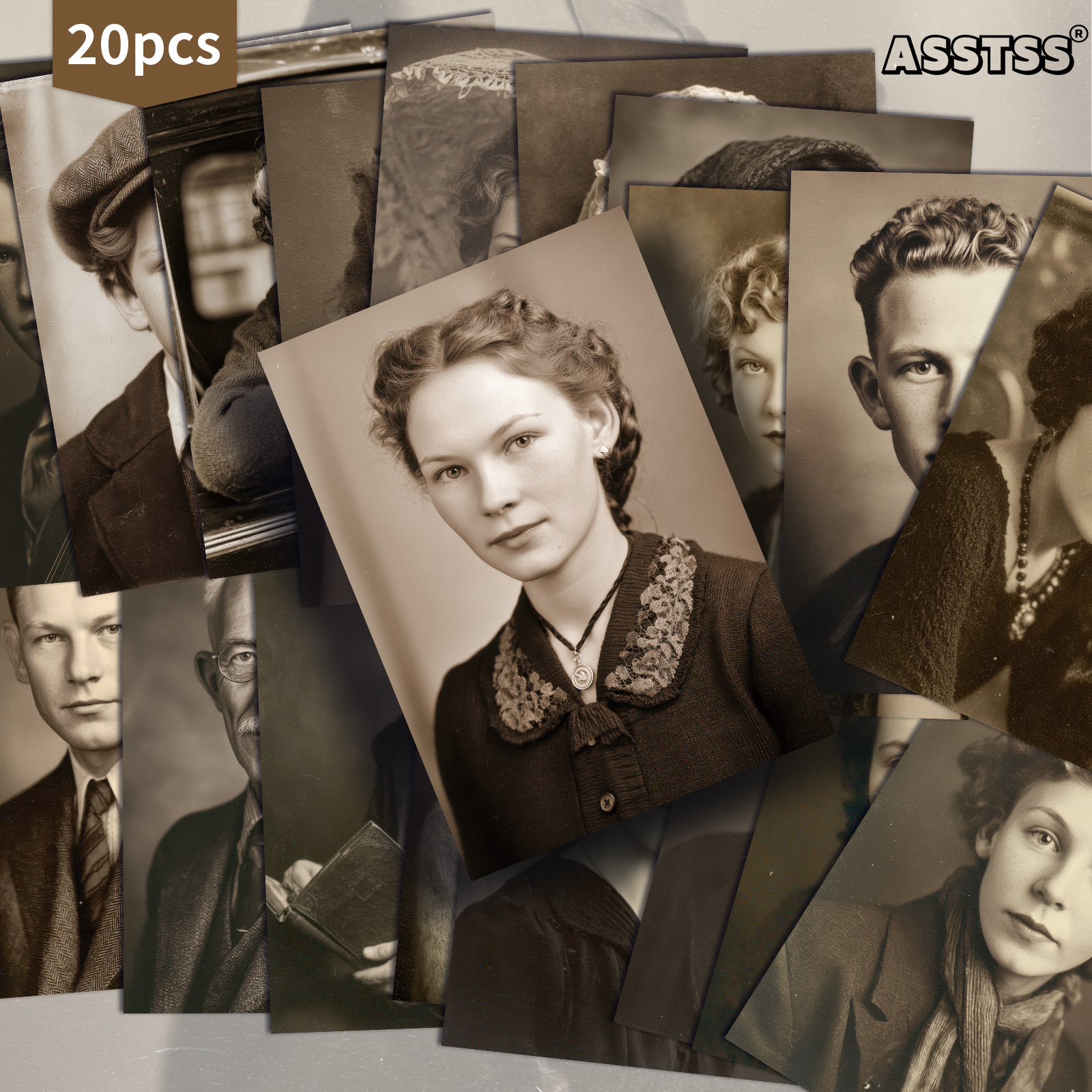 TEMU 20-pack Asstss Vintage Black And White Portrait Postcards 4x6 Inches Retro Junk Journal Supplies Paper, Scrapbooking Supplies, Collectible
