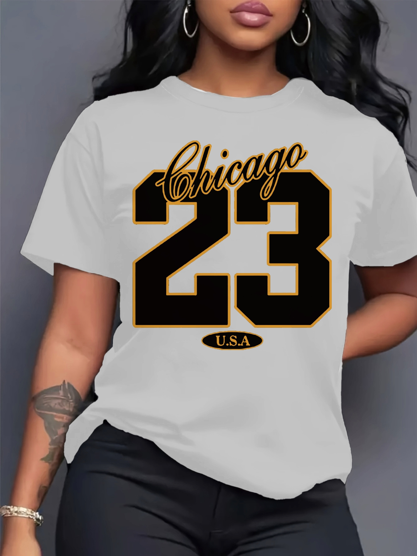 camiseta casual feminina chicago 23 usa estampa gráfica Temu Brazil