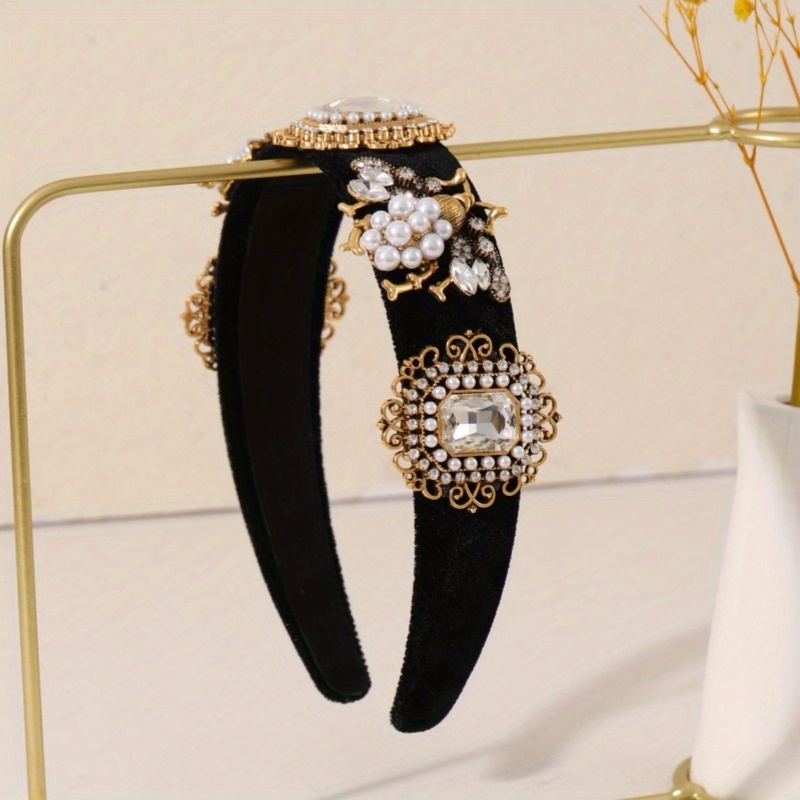 1pc black baroque bee wide headband cubic zirconia - Temu display picture 3