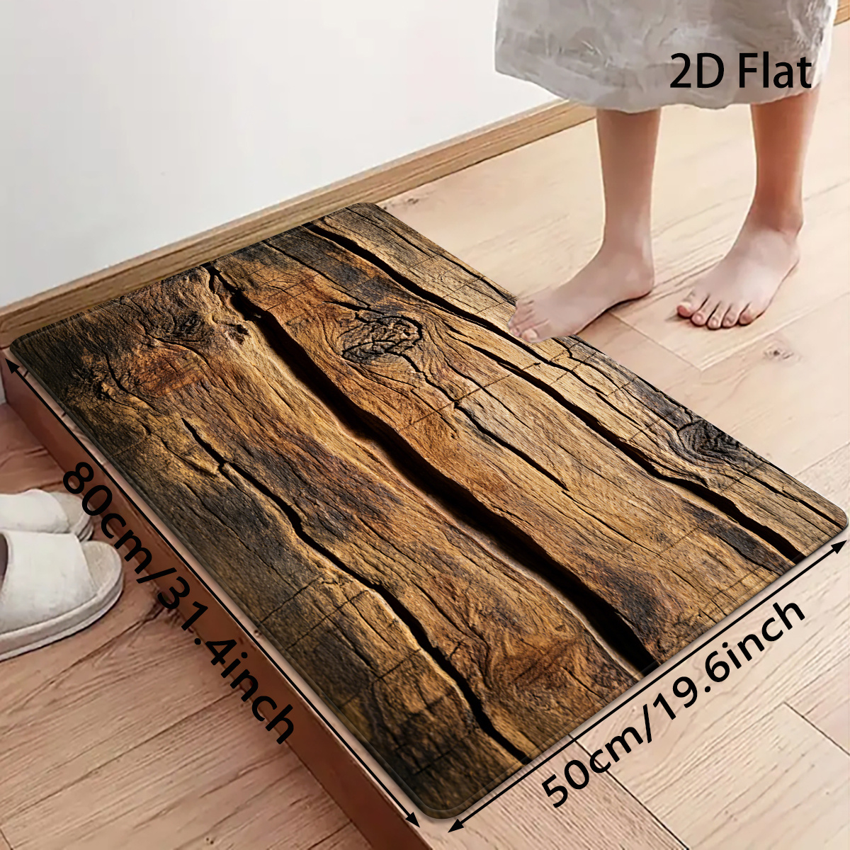 TEMU 2d Flat, 2d Flat, 2d Flat Printing Vintage Wood Grain Bathroom Mat Country Style Bathroom Mat Carpet Bathroom Decorative Mat Suitable For