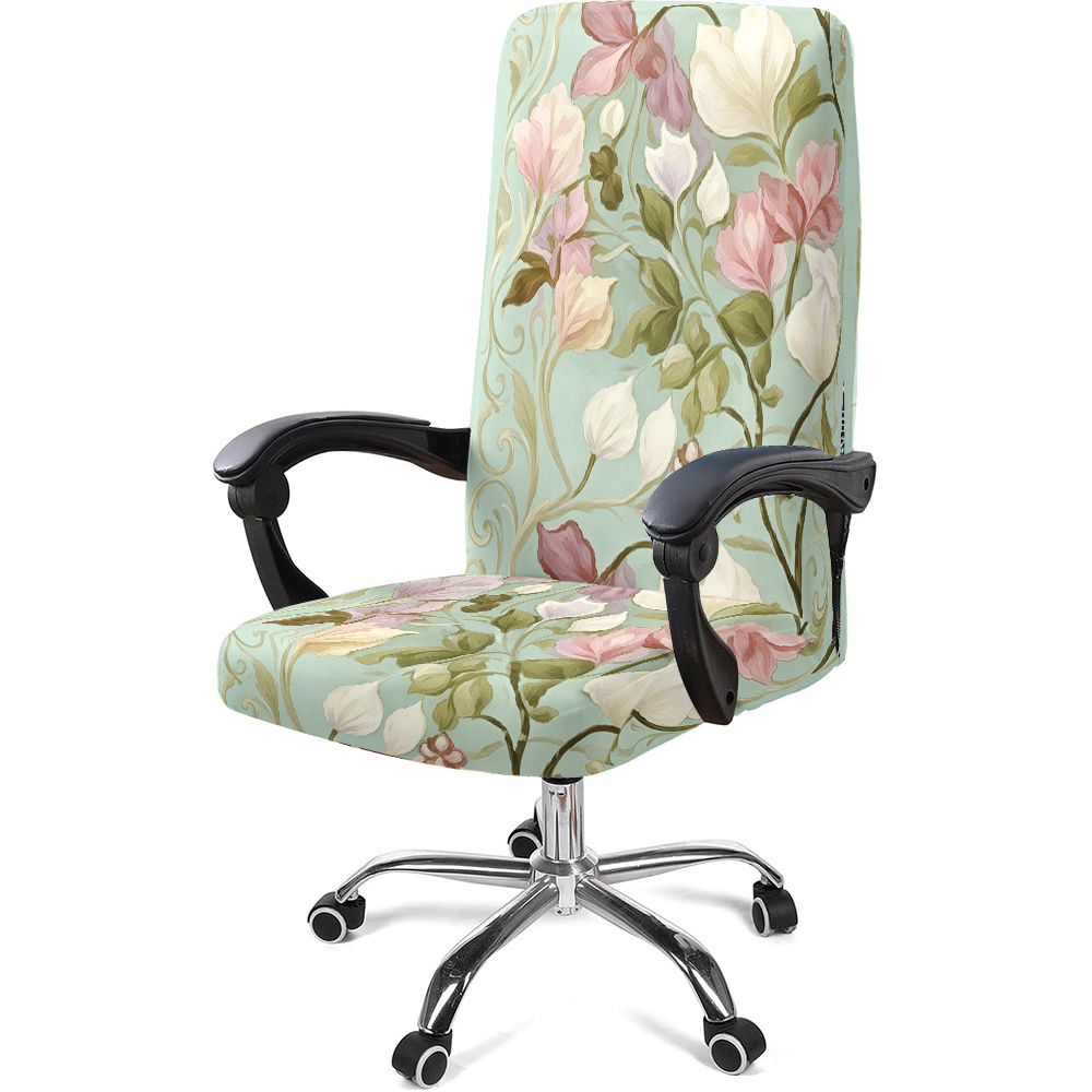 TEMU 1 pièce Housse de chaise rose et verte, convient pour chaises de bureau, de gaming et de patron - Tissu en fibre de lait avec fermeture éclair,