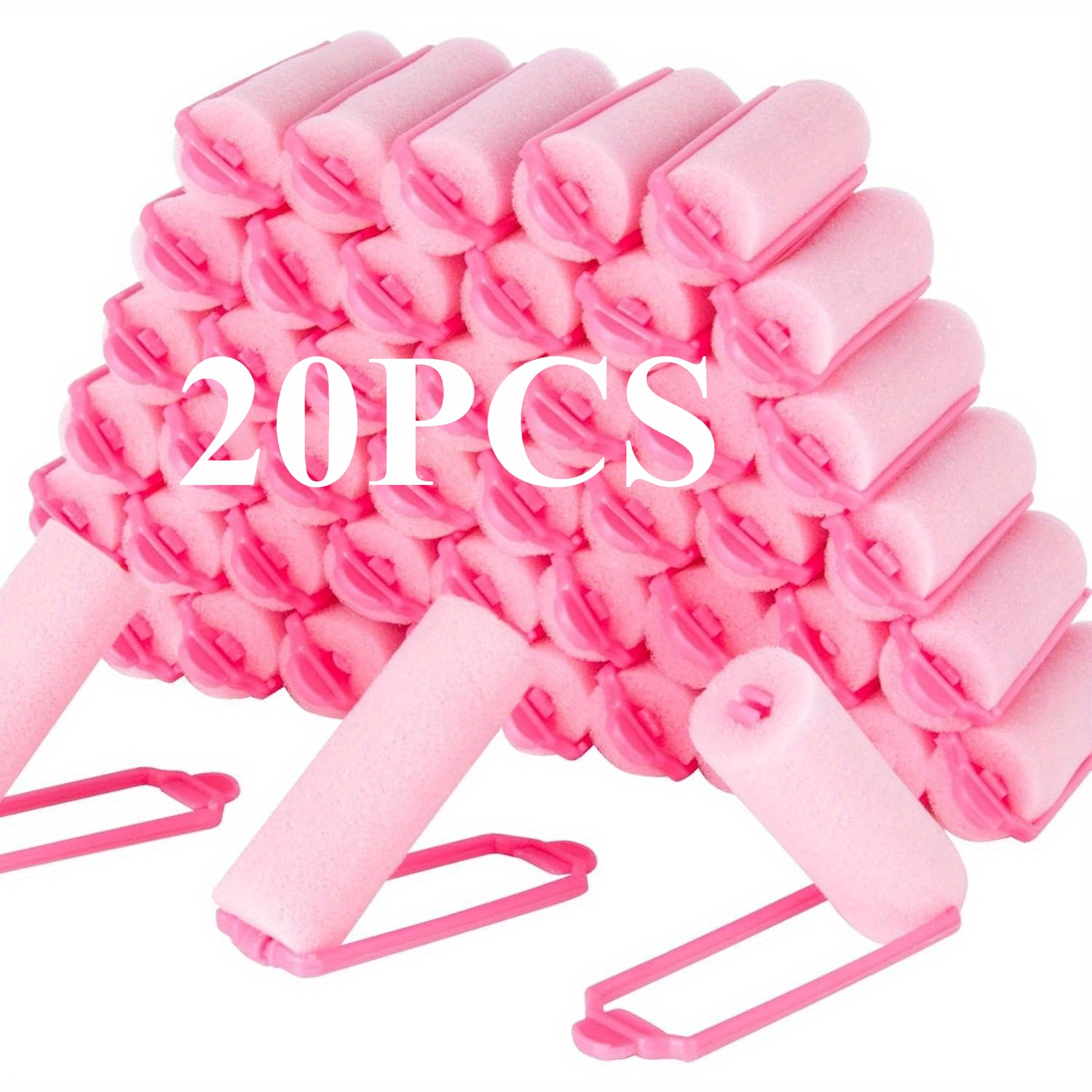E-shop 20 No-Heat Lockenwickler - Weiche, rosa Schwamm-Lockenwickler mit ergonomischem Design, keine Hitzebeschädigung, natürliche Locken, zum Schlafen