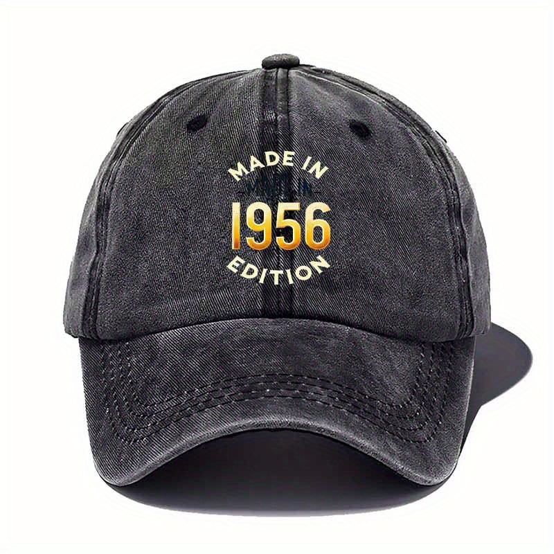 Image of A Edition 1956 Washed Baseball Cap, Featuring A Design With The Year, Makes A Perfect Gift For Who Love Nostalgia