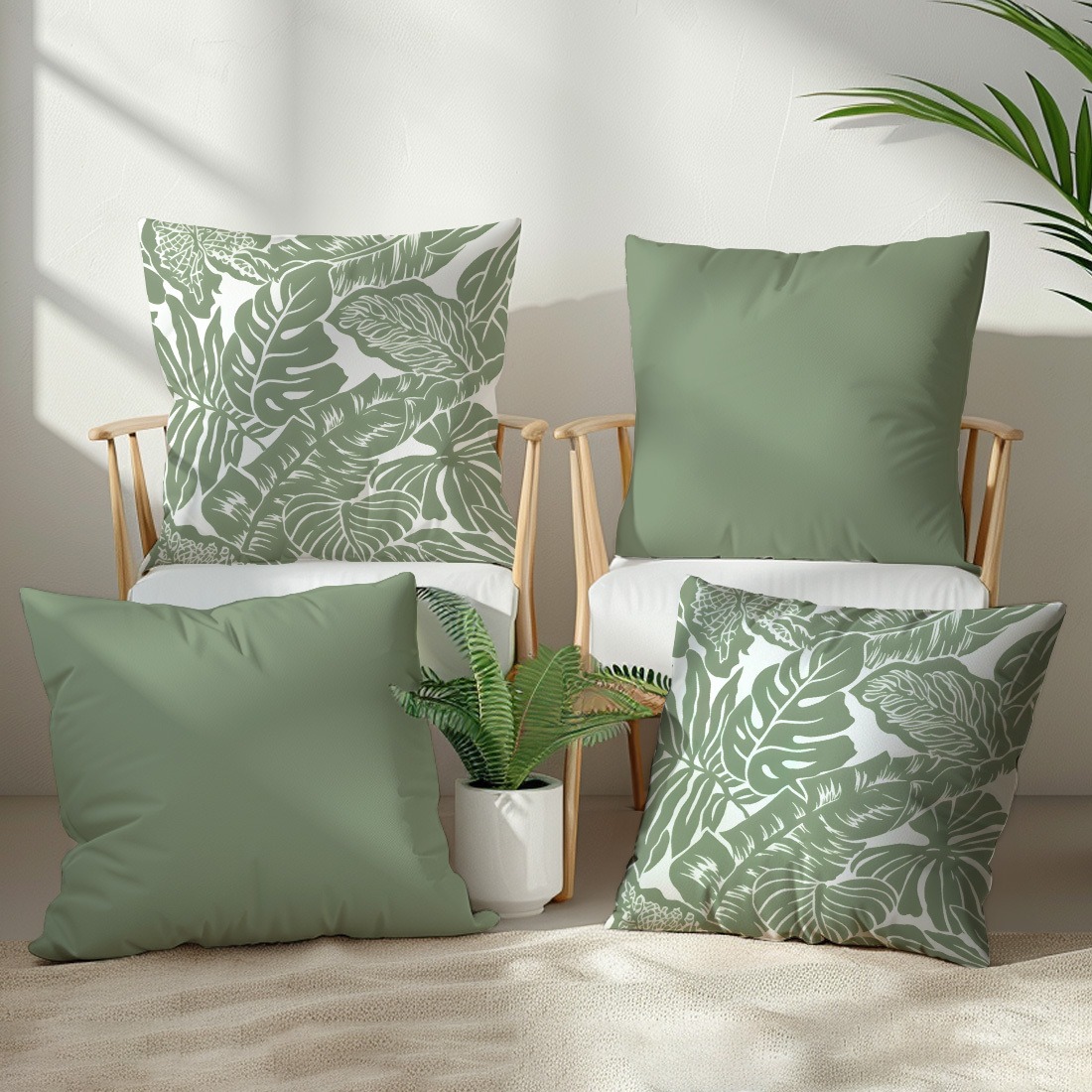 TEMU 4pcs-single-sided Printed Plant Series Single-sided Printed Pillowcase Sofa Cover Polyester Material Single Pillowcase Without Core Suitable For