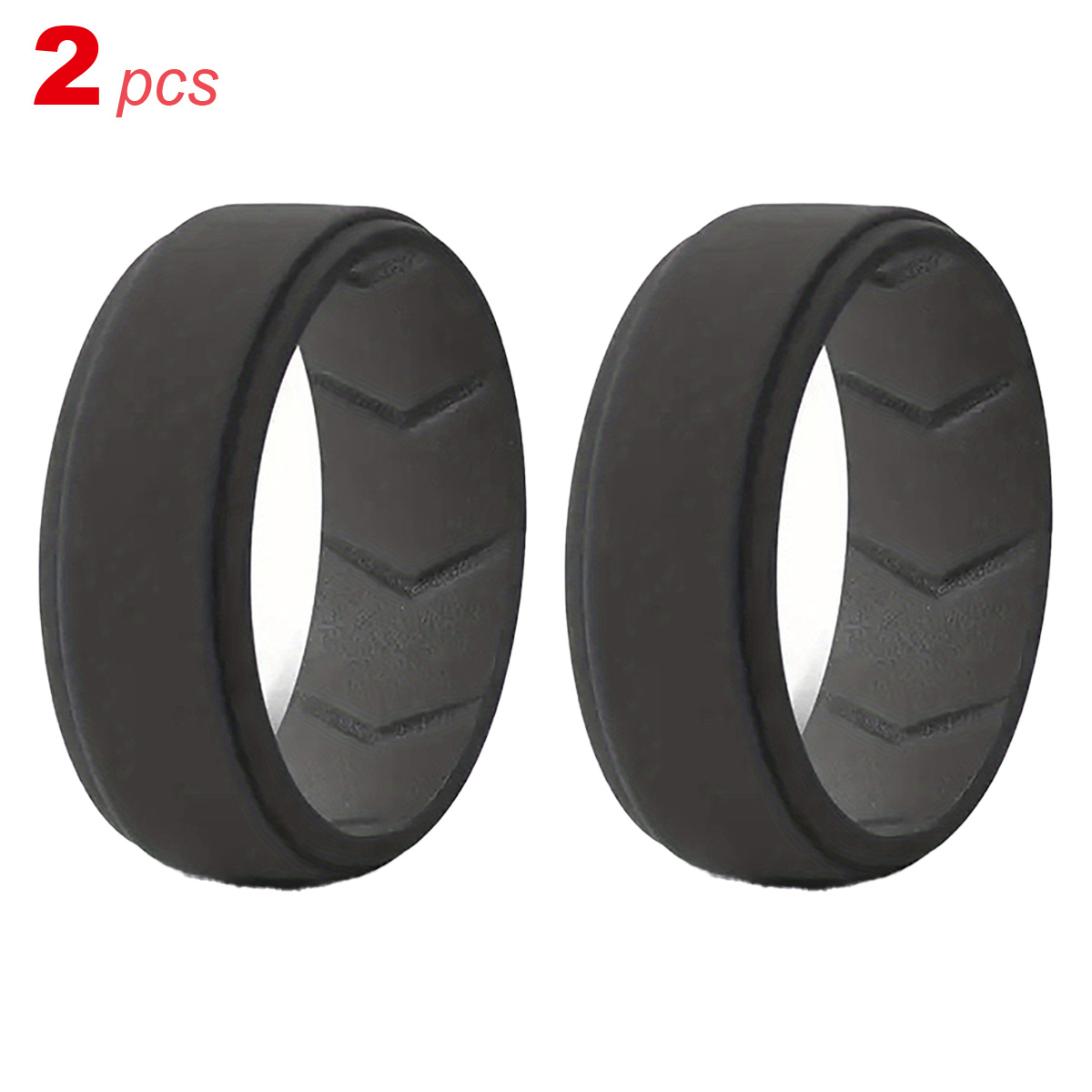 TEMU 2pcs Soft Comfortable Men's Silicone Wedding Rings With For Men Fathers Holiday Gifts Sports Style Jewelry Additions Running Hiking Camping