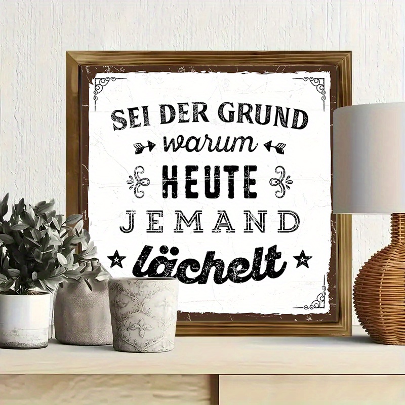 E-shop 8x12 Zoll Holzgerahmte Motivationswanddekoration - "Sei der Grund, warum jemand heute lächelt" Rustikale Wohnkultur mit floralen Akzenten, für