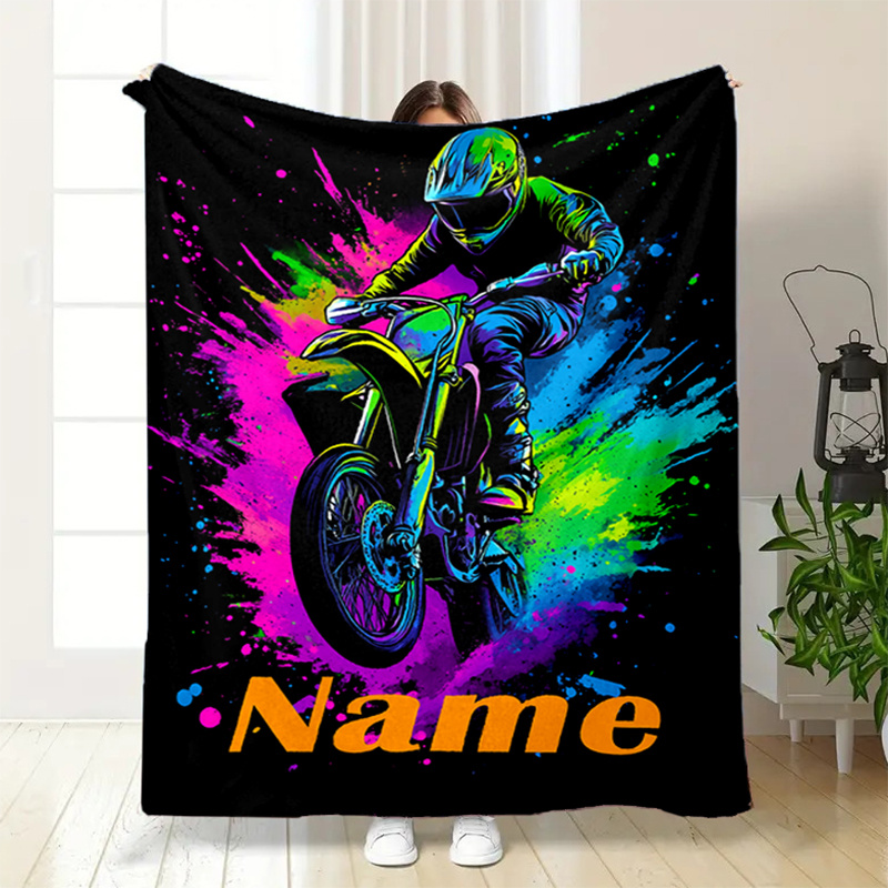 

Name Motocross Blanket, Personalized Flannel Fleece, , , , , Knitted, , For , , Nap, Christmas Decor,