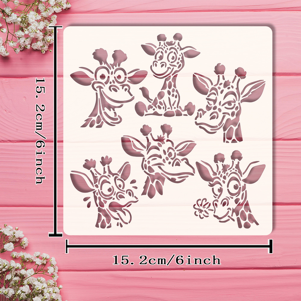 E-shop Giraffen-Schablone, eine Zoll (15,2 x 15,2 cm) skurrile Giraffen-Dekorations-Schablone, eine Sammlung klassischer Giraffen-Posen und eine