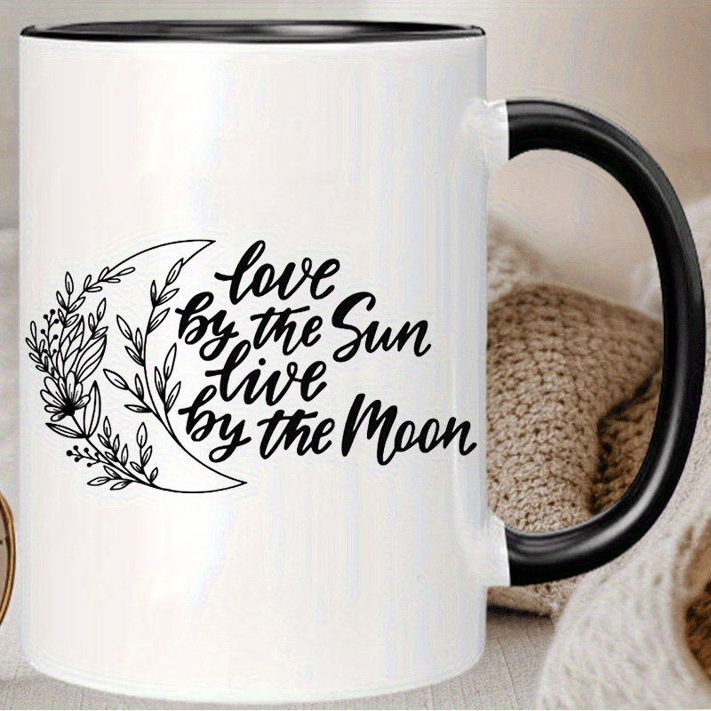 1pc 11oz ceramic coffee mug with inspirational quote love by the     insulated reusable hand wash only multipurpose gift mug for men and women coffee bar accessories details 1