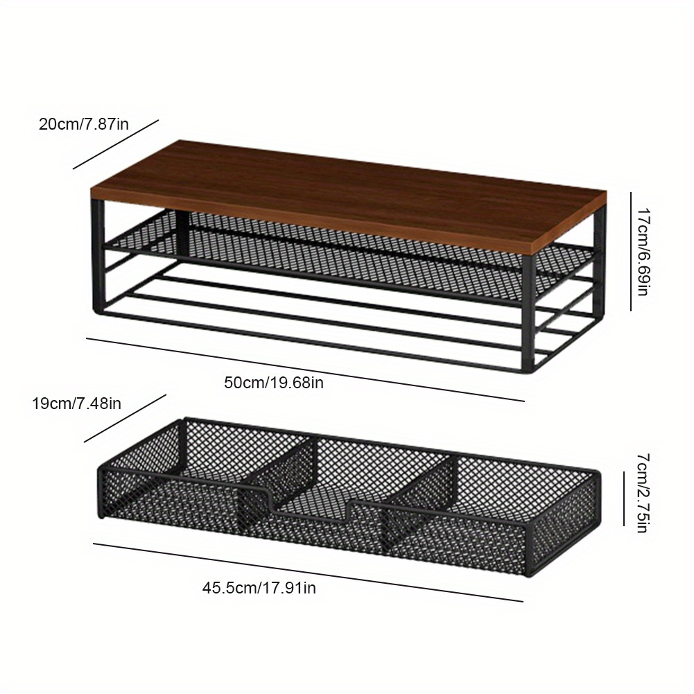 2-Tier Wooden Computer Monitor Stand with Drawer - Ergonomic Office Organizer for Laptops, Desktops, and Smartphones, Durable Wooden Desk Accessory, Computer Stand for Desk, Modern Aesthetic, Sturdy Construction