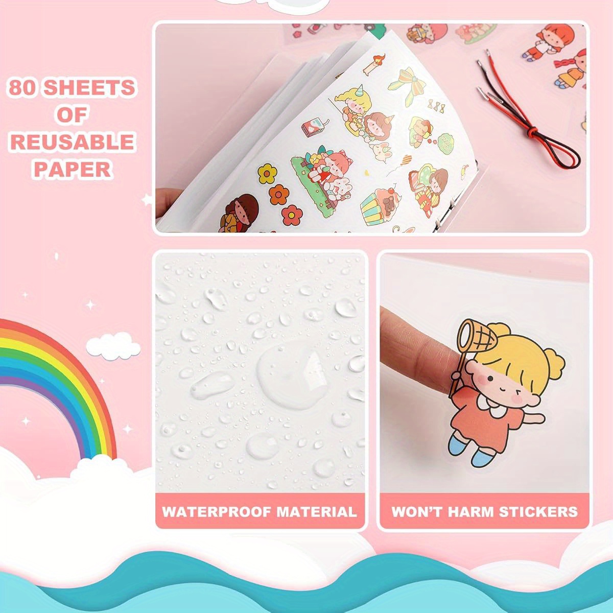 Reusable Sticker Book - 100 Sheet Sticker Collecting Album, Plus Size