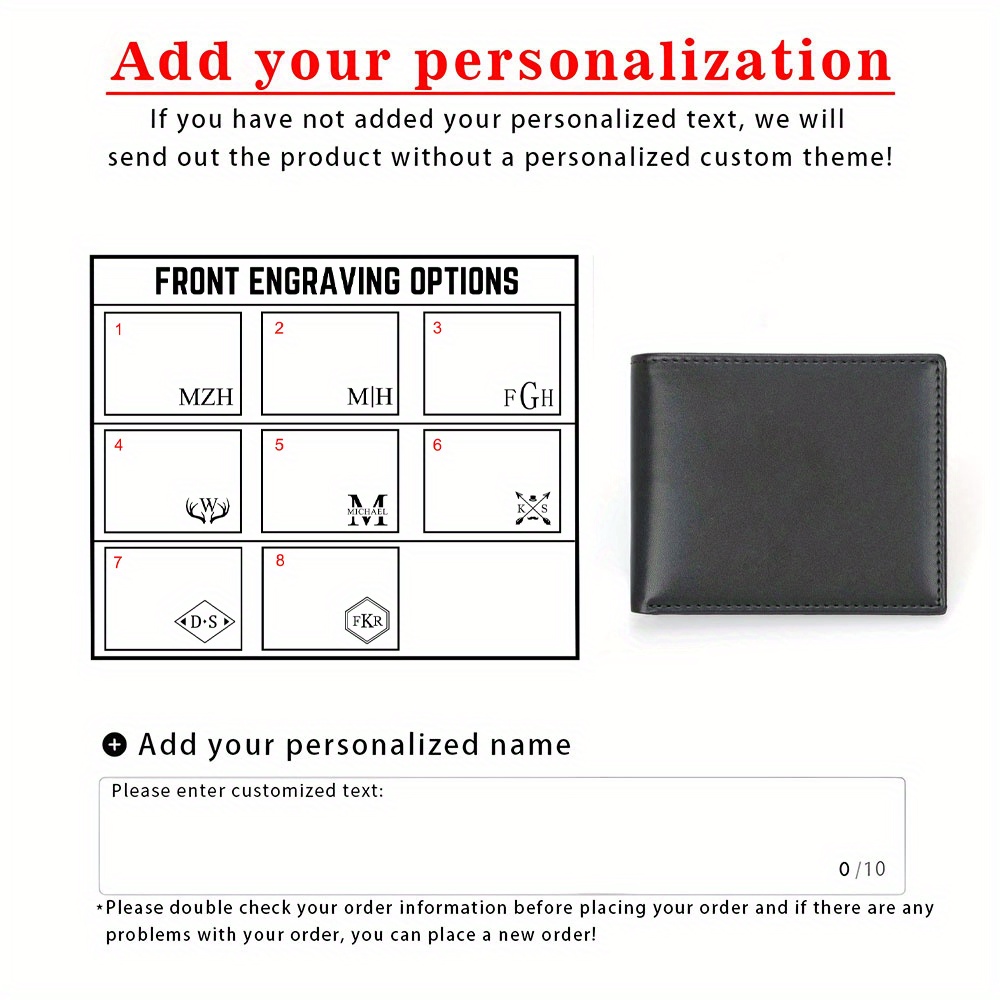 TEMU Personalized Men's Pu Leather Wallets, Custom Men's Wallets, Engraved , Wallets, Boyfriend Gifts For Men, Christmas Gifts For Him, Birthday