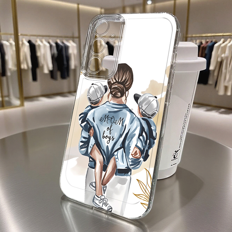 Etui za telefon - Motiv mamice, ki prenaša fanta, svetlo majica, etui za telefon, primeren za Samsung Galaxy, novi A5 A06 A07 A3 A02 A34 A13 A14