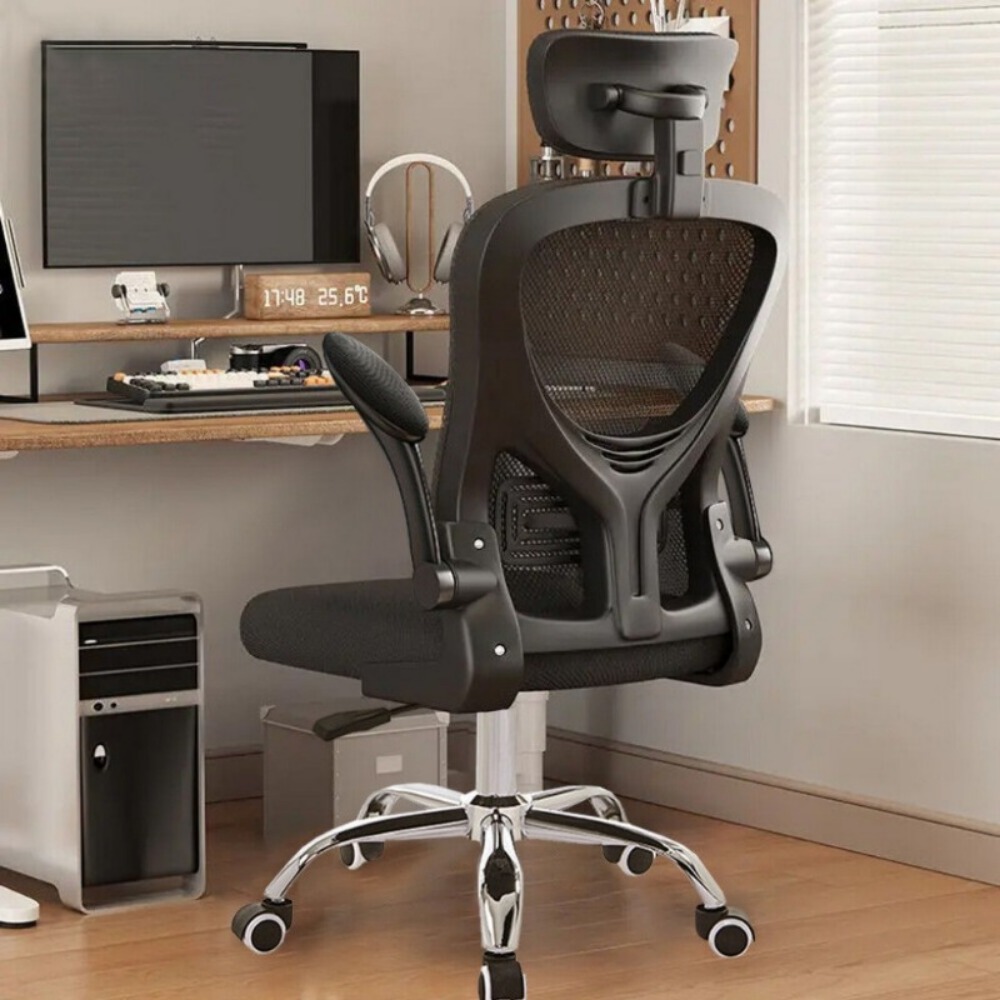 ergonomic computer desk chair with a mesh design featuring a swivel function and gas lift for height adjustment measuring 100x50x55cm details 2