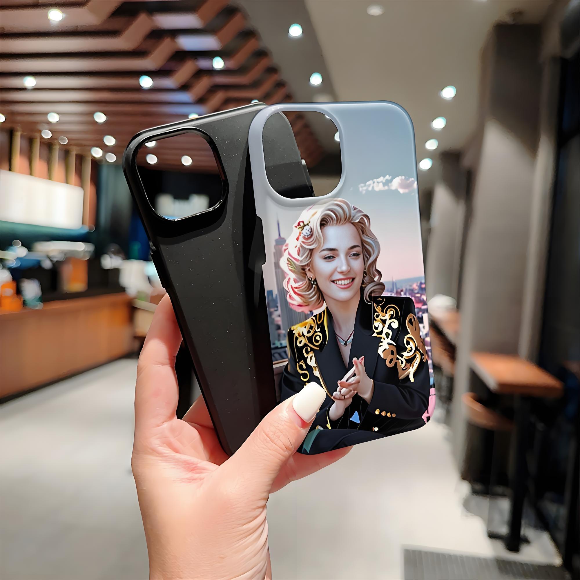 TEMU Phone Case: Custom Two-layer Hard Shell   Inner Black Soft Sleeve -one Anti-scratch Personalized Mirror Phone Case With Photo Pattern, Suitable