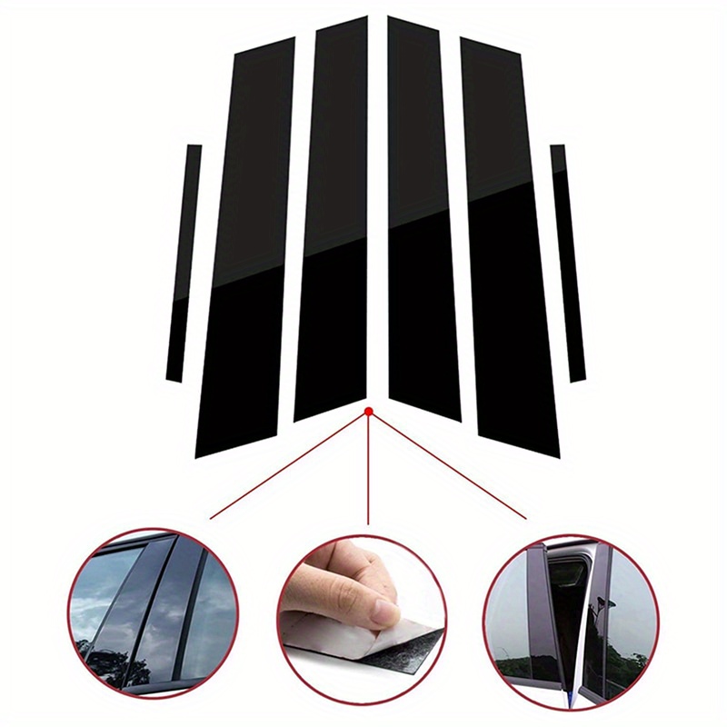 Aramox 6-Piece Side Door Window Cover Trim - Glossy Black Pillar Post Decals For 2016-2021 Sedan 10th Gen