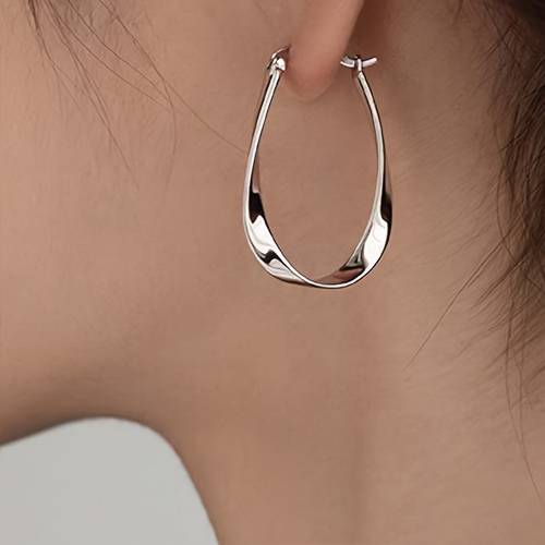 1pc hypoallergenic silvery mobius loop shaped earrings with an elegant and vintage style suitable for mens and party occasions ideal for mothers day