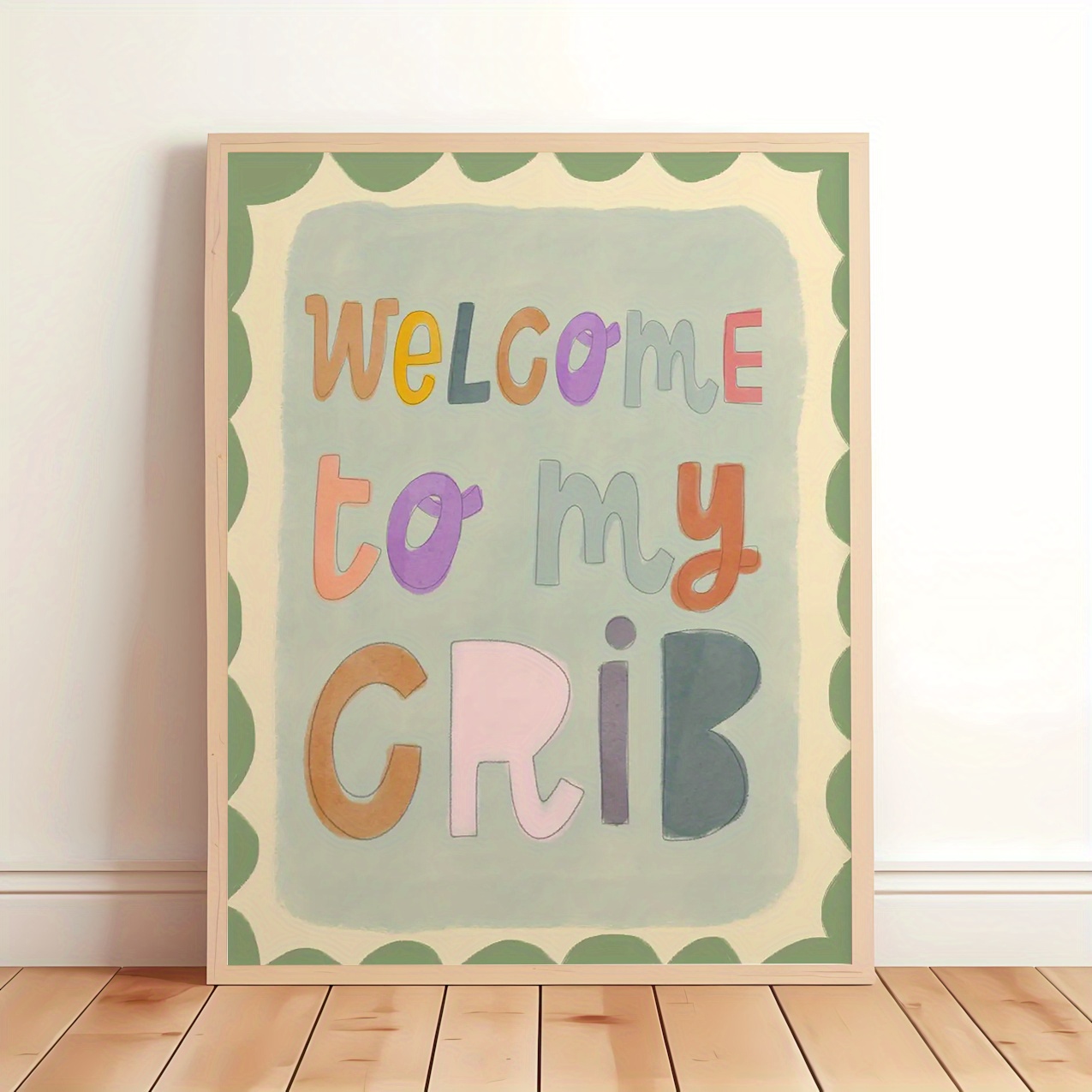 TEMU 2d Flat, 2d Flat, 1pc Of Nursery Wall Art Featuring Colorful Lettering In A 2d Flat Design, Perfect For Decorating A Room. This Frameless Canvas