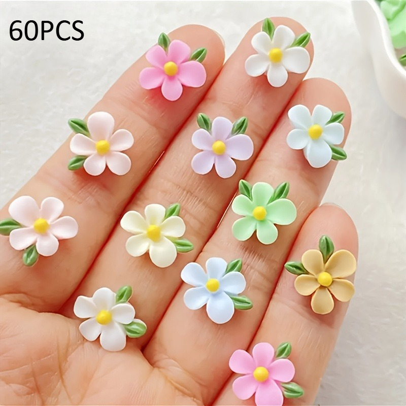 Mixed Resin Mini Flower and Leaf Flat Back Charms Set