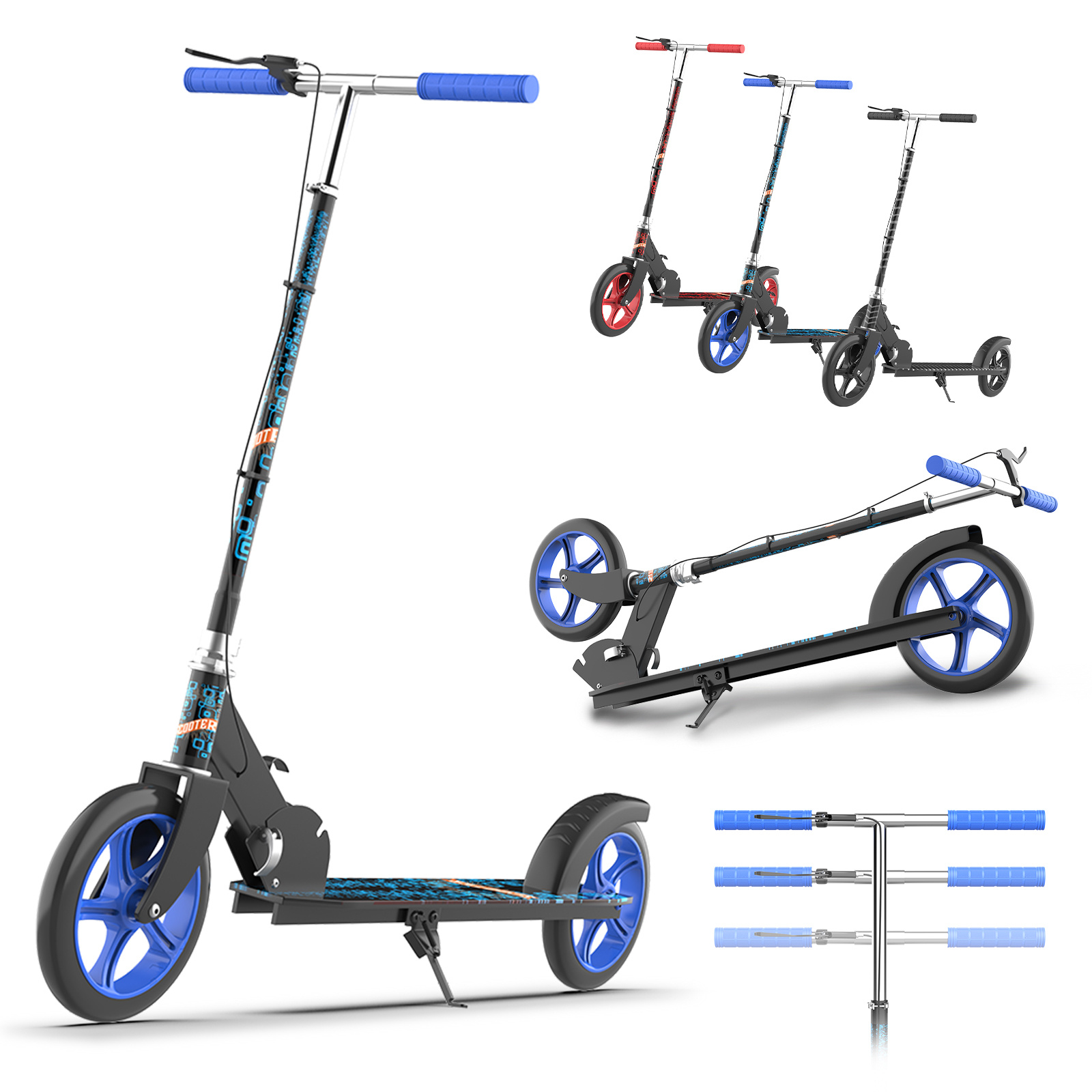 Ezmbl Scooter-adjustable, Foldable Scooter;adjustable, Double-folding Scooter-lightweight, Two-wheeled Scooter For Adults, Without Battery