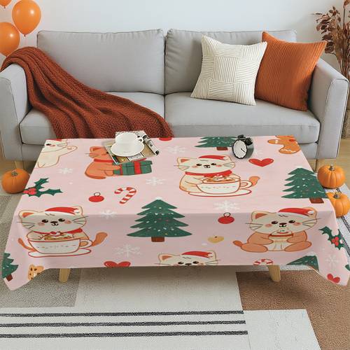 cute gingerbread tablecloth suitable for use machine made rectangular square table cover with festive prints fabric for parties daily dining table decor care kitchen home aesthetic