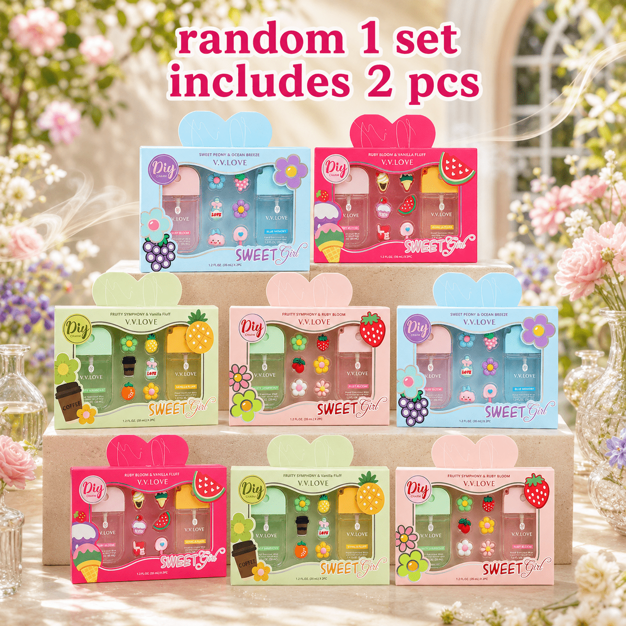 Image of 1 Set Random Ladies Perfume Kit Includes 2pcs Fruity Sweet Mixed Long-lasting Fragrance Surprise Gift For Women