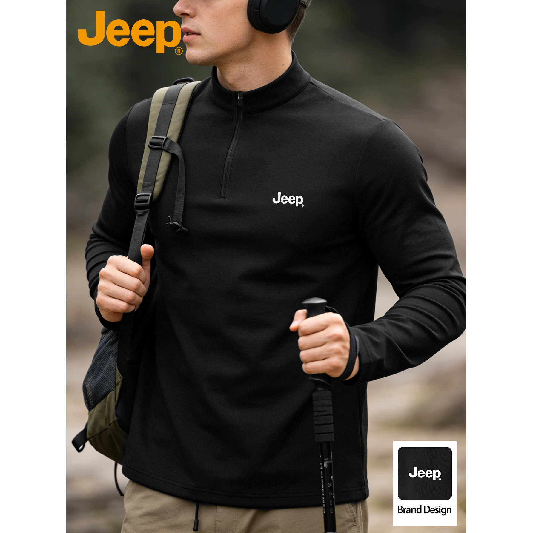 JEEP Camiseta de Manga Larga Deportiva para Hombre para Primavera, Verano y Otoño, Tran...