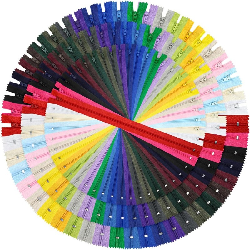 TEMU 50pcs Random Color Nylon Zippers, 24 Colors Available, 20cm Length, 2.5cm Width, Suitable For Garments, Bags, Pencil Cases And Cushion Covers