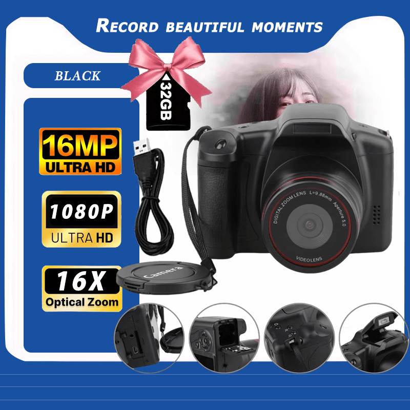 TEMU High-definition Digital Professional Cameras, Digital Zoom Cameras - Abs Material Cameras, Universal Portable Camcorders, Digital Zoom, Supports