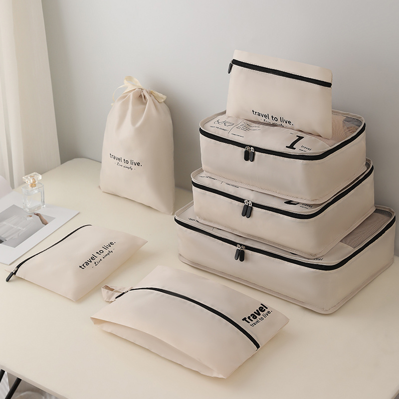 TEMU 7 pezzi set borsa da viaggio portatile numerata ad capacit�, multifunzionale in nylon con divisori per abiti e biancheria intima, per uscite e