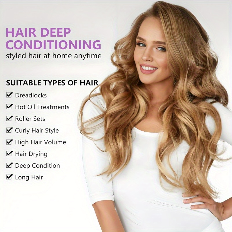 1个黑色卷发烘干帽 | 更快干燥 & 深层护理，超大空间，适合浓密卷发和造型工具，非纺织品，无香味 商品详情 3