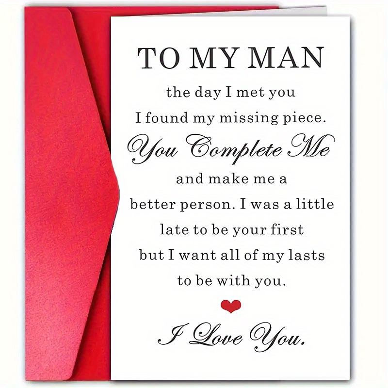TEMU 2pcs (1 Greeting Card + Envelope) Romantic Anniversary Card With Envelope - "to My For Man" , 4.72 Inches X 7.09 Inches, Perfect For Wife,