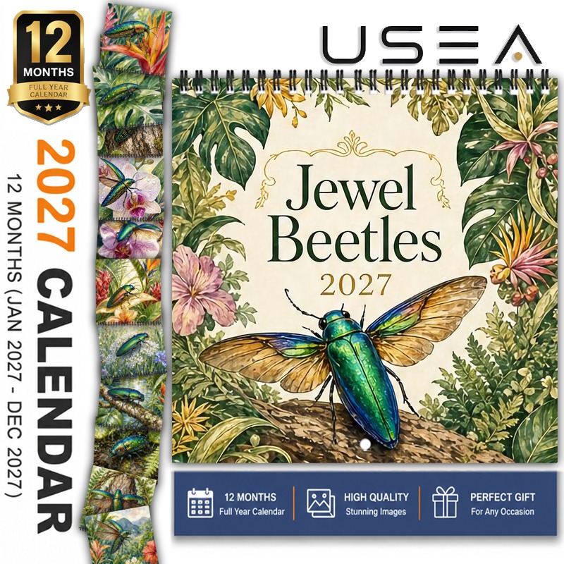 2027 wall calendar 2027 jewel beetles wall calendar 12 month monthly planner hanging square calendar with botanical print spiral bound aesthetic decor gift for mom women coworker