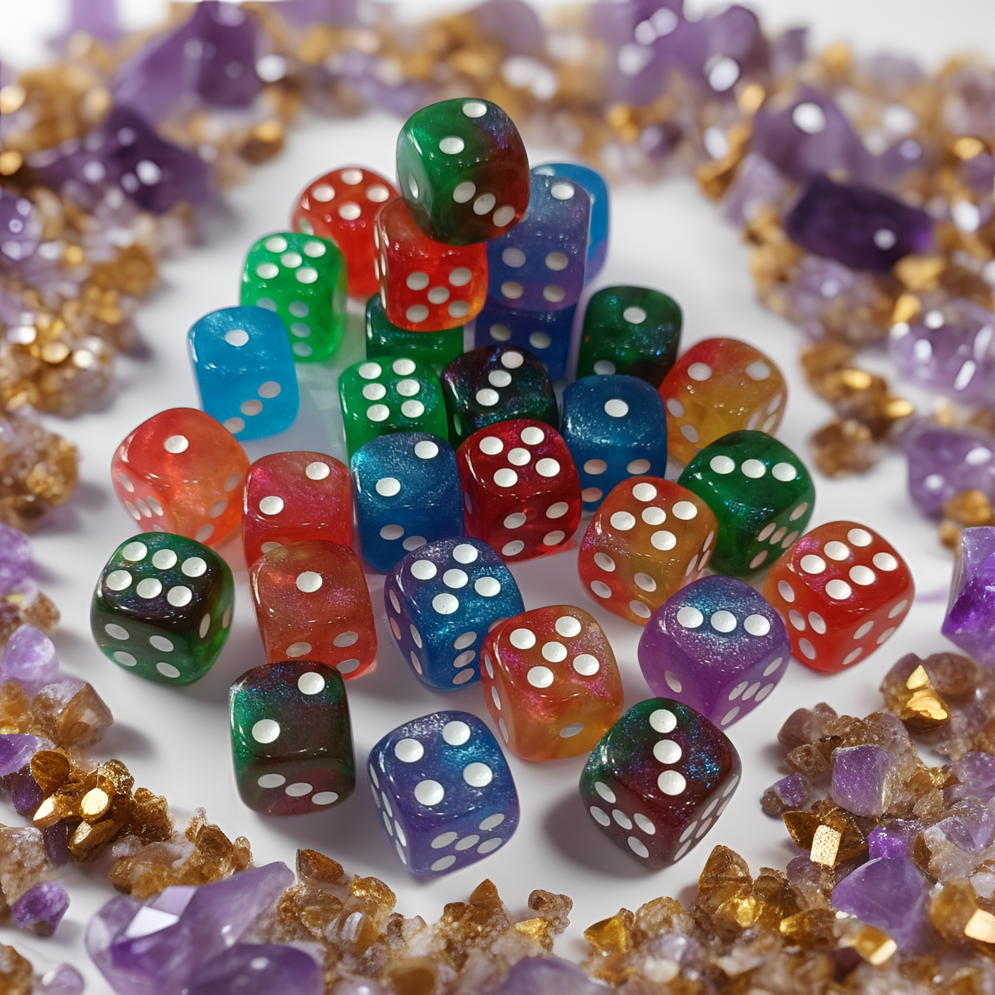 8pcs High-Brightness Iridescent Two-Tone Dice