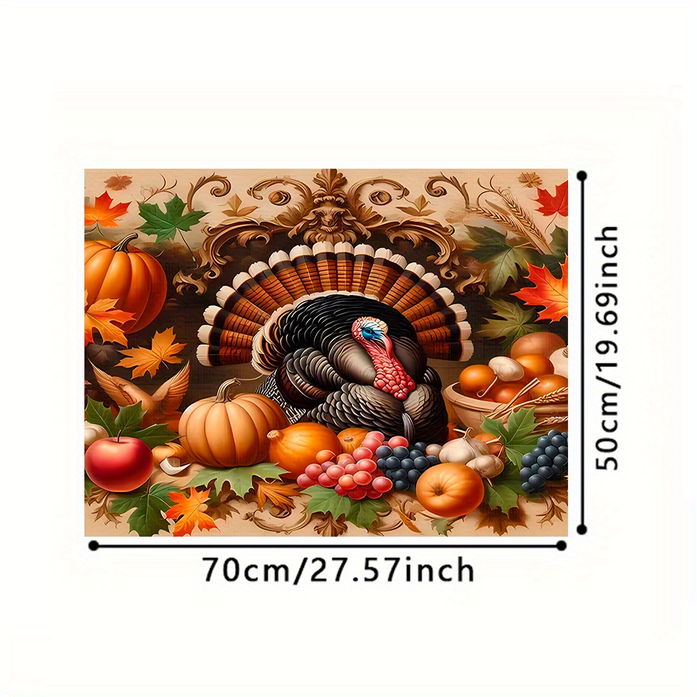 TEMU [stove Top Protector] Thanksgiving Harvest Themed Heat Mat For Kitchen Decor Features Turkey, Pumpkins, And , Perfect For Festive Dining Table Decoration Heatresistant Protector, Stove Decor