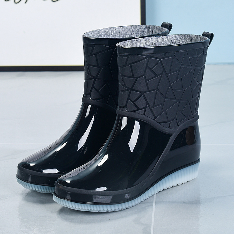 TEMU Rain Boots For Women Fashionable Mid-calf Rain Shoes Non-slip Korean Style Wear-resistant Rain Boots, Boots For Women Rain, High Quality Rain