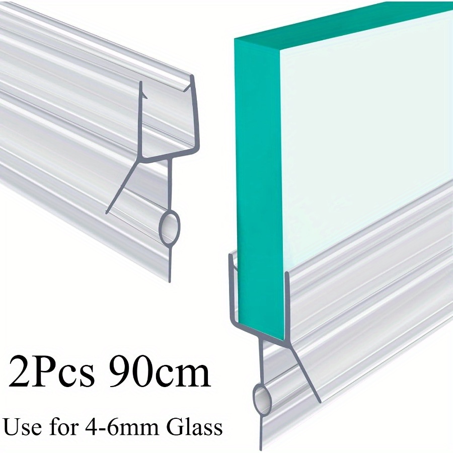 Image of 2pcs 90.36cm Shower Door Sealing Strip, Use For Glass Thick 4-6mm, Box Deliver, Waterproof, Easy-install, Clear & Flexible, Ideal For Bathroom And Shower Enclosure
