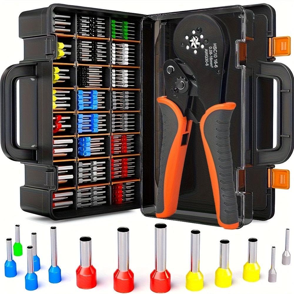 Image of 800pcs Hsc8 16-6 Crimping Tools With Terminal Types, Wire Crimping Pliers Set, Hexagonal Crimping Pliers, 0.08-16mm2/ Awg30-5, Pvc, Insulated, For Electrical Connections, Crimping Tool Additions