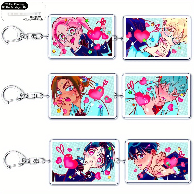 TEMU 2d Flat 6pcs Stage Keychains, Women's Accessory Bag, To Mizuina Su Pendant Keychains, Gift For Fans Women Keychains