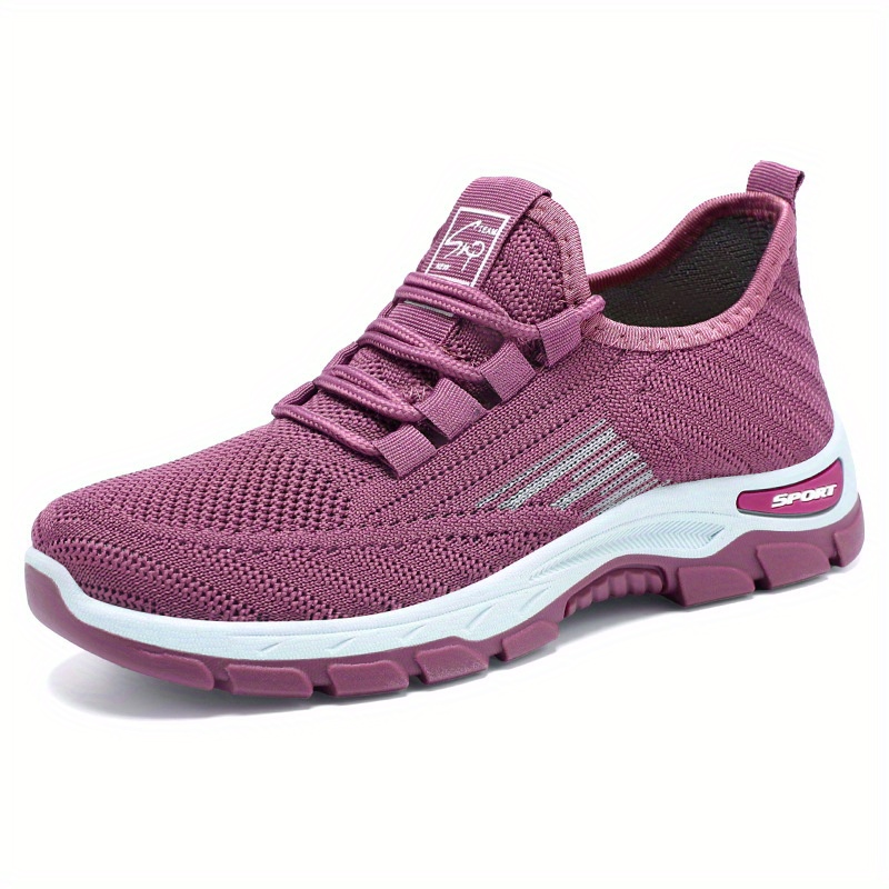 women's lace-up sneakers breathable walking shoes, purple