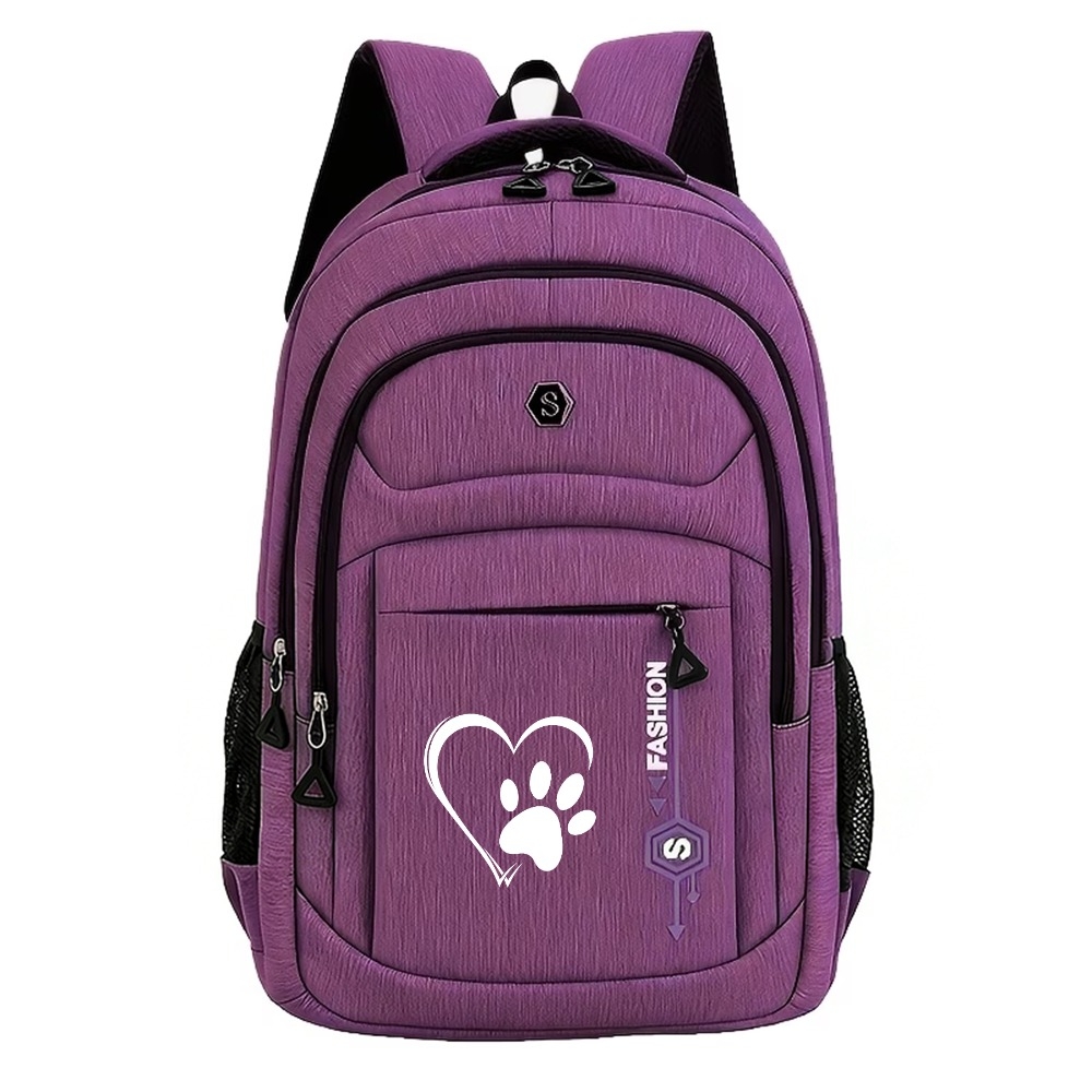 TEMU Heart And Paw Print Large Capacity With Laptop Compartment Business Travel Backpack, Design Lightweight Large Capacity Daily Storage Bag,