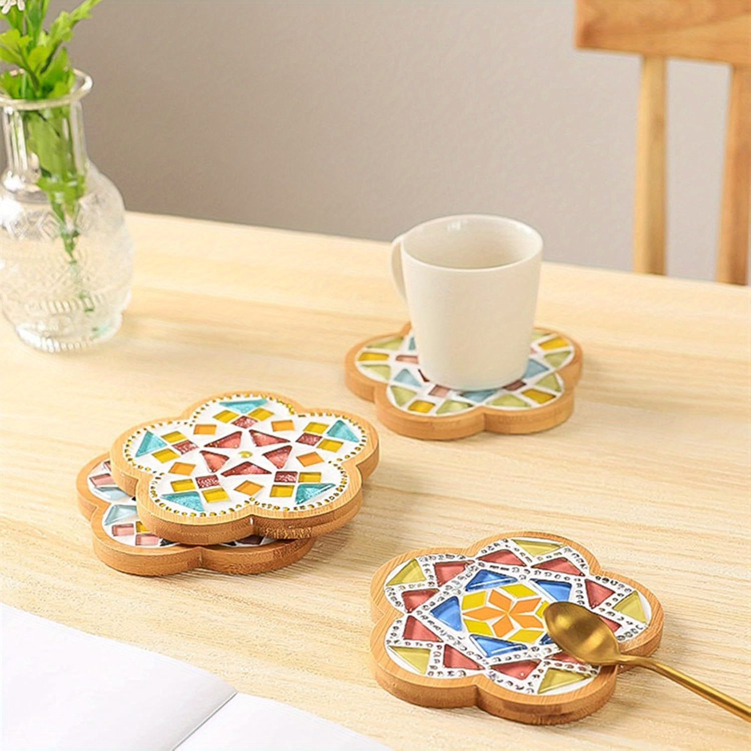 6pcs flower shaped coasters handmade placemats blank Temu Greece