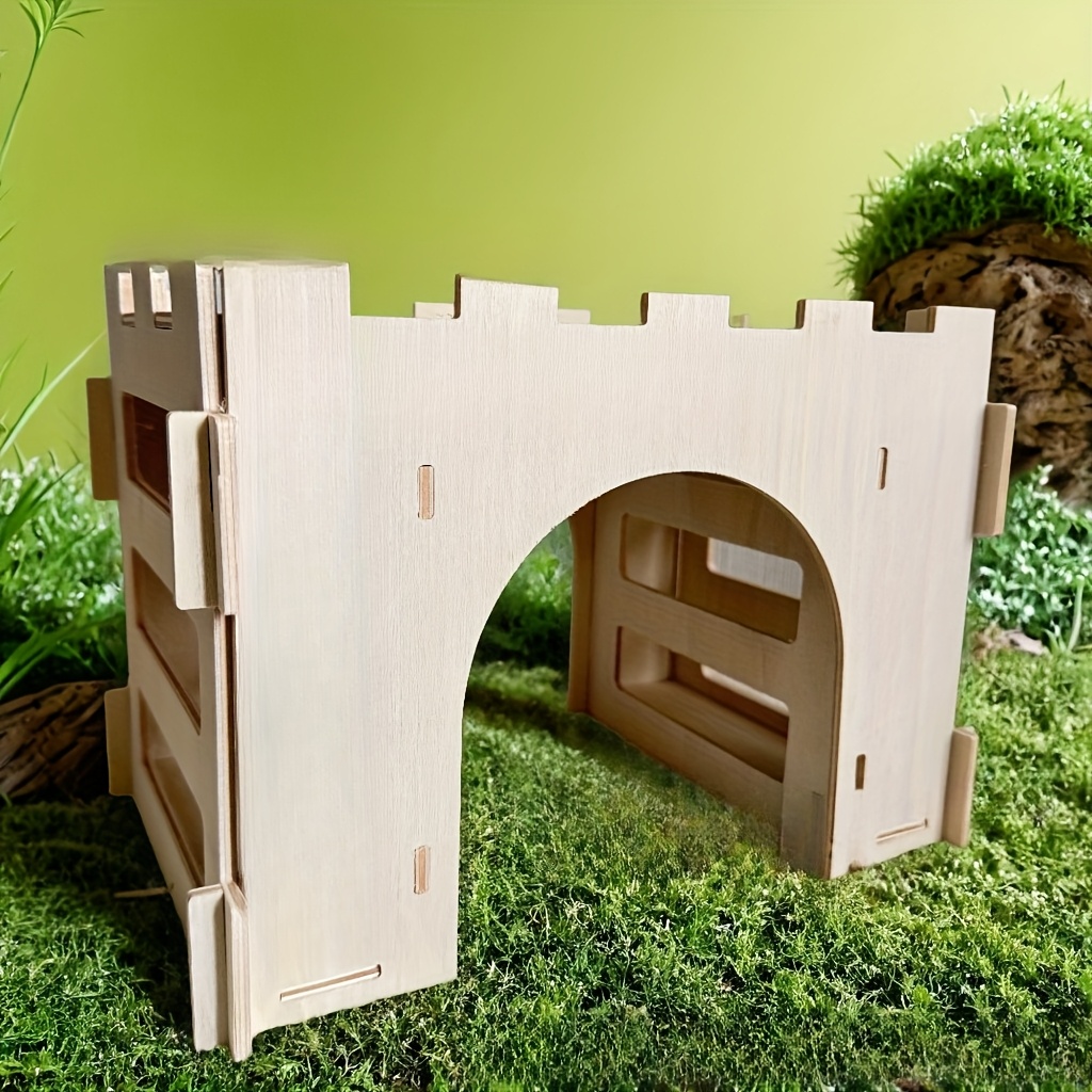 TEMU 1pc Maison Mangeoire pour Lapin - Cachette et Tunnel Mangeoire pour Lapin, Tunnel sur Pied - Convient aux Lapins, Hamsters, Écureuils et Animaux