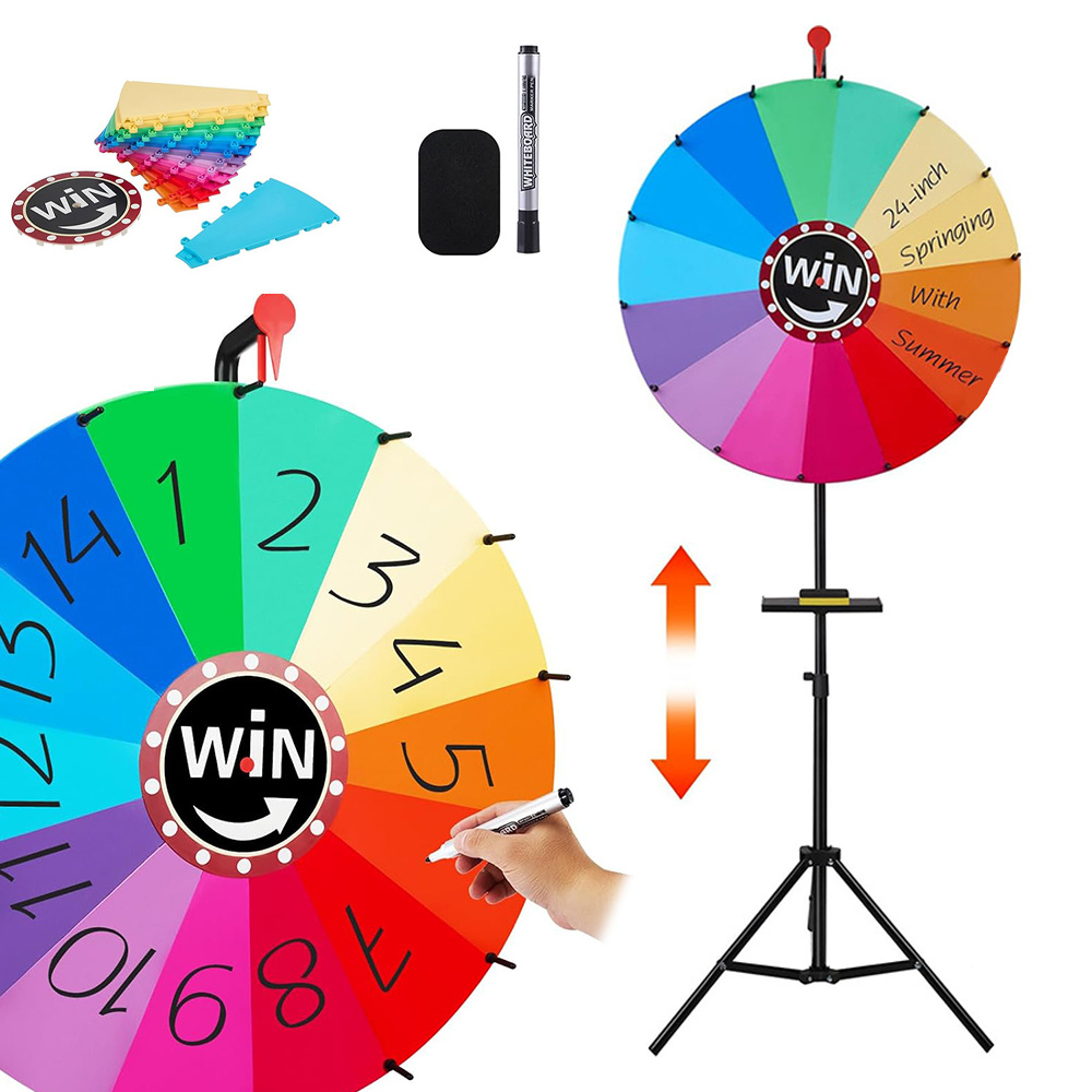 Image of 61cm Wheel For Turning, Large , Wheel With 14 Adjustable Slots Whiteboard Pen Eraser, Adjustable Tripod Stand 100-160 Cm, Rotating Wheel Toy Games For Shopping Mall Campus Trade Show