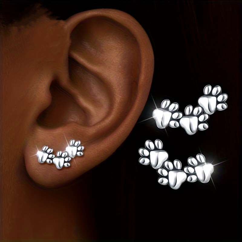 TEMU 1 Pair Animal Paw Stud Earrings, Cute Claw Design, Fashion Jewelry For Women, Perfect Gift For Christmas &