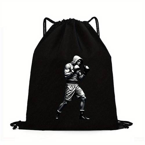 Drawstring Sports Backpack 1pc, 2D A Boxing Gym Backpack Featuring a Large-capacity Drawstring Design, Made from Heavy-duty Material. This Sports Backpack Is Ideal for Boxing, Martial Arts, Travel, Hiking, and Camping. It Provides Hold