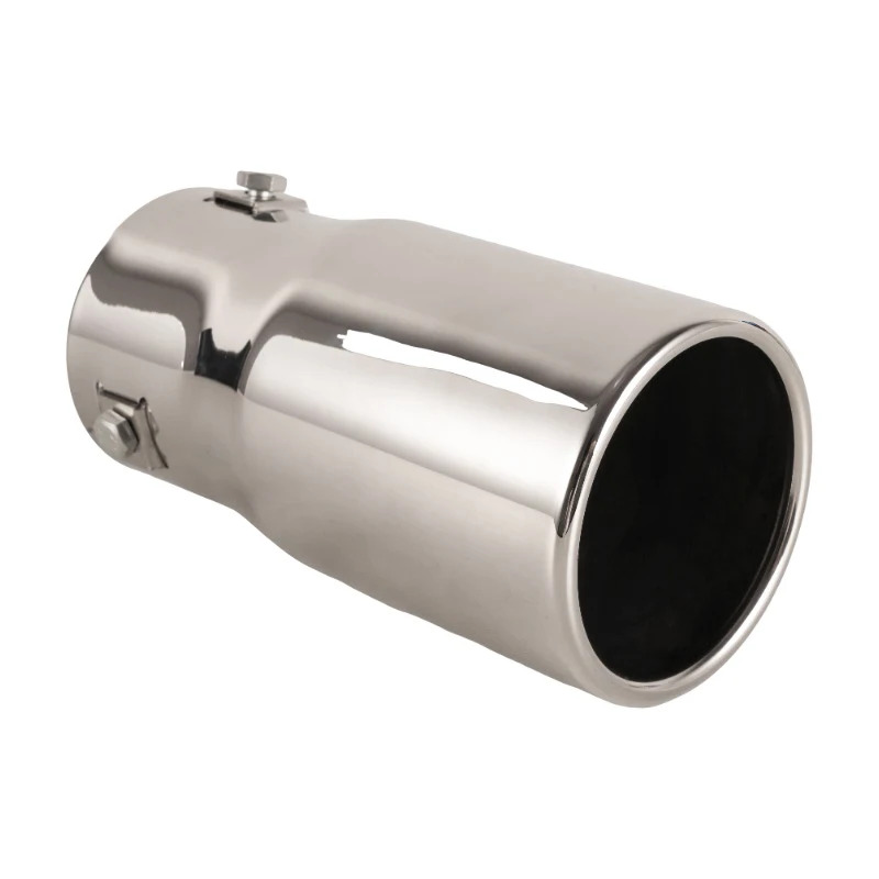 TEMU 1pc 2.5"inch Car Part Flat Tail Pipes Car Additions Stainless Colorful Exhaust Tips Muffler Tail Pipe