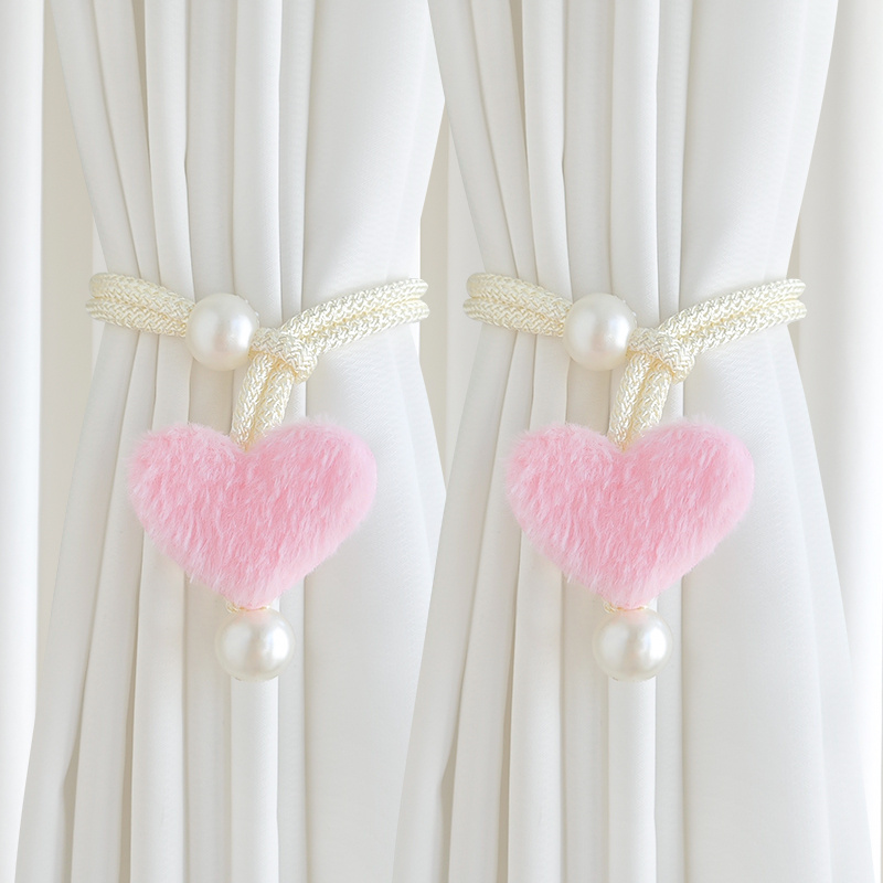 TEMU 2pcs Pearlescent 3d -shaped Curtain Tie-backs, Soft Pink And Beige For Nets, Curtains, Coffee Curtains, And Sunscreens, Decorative Window